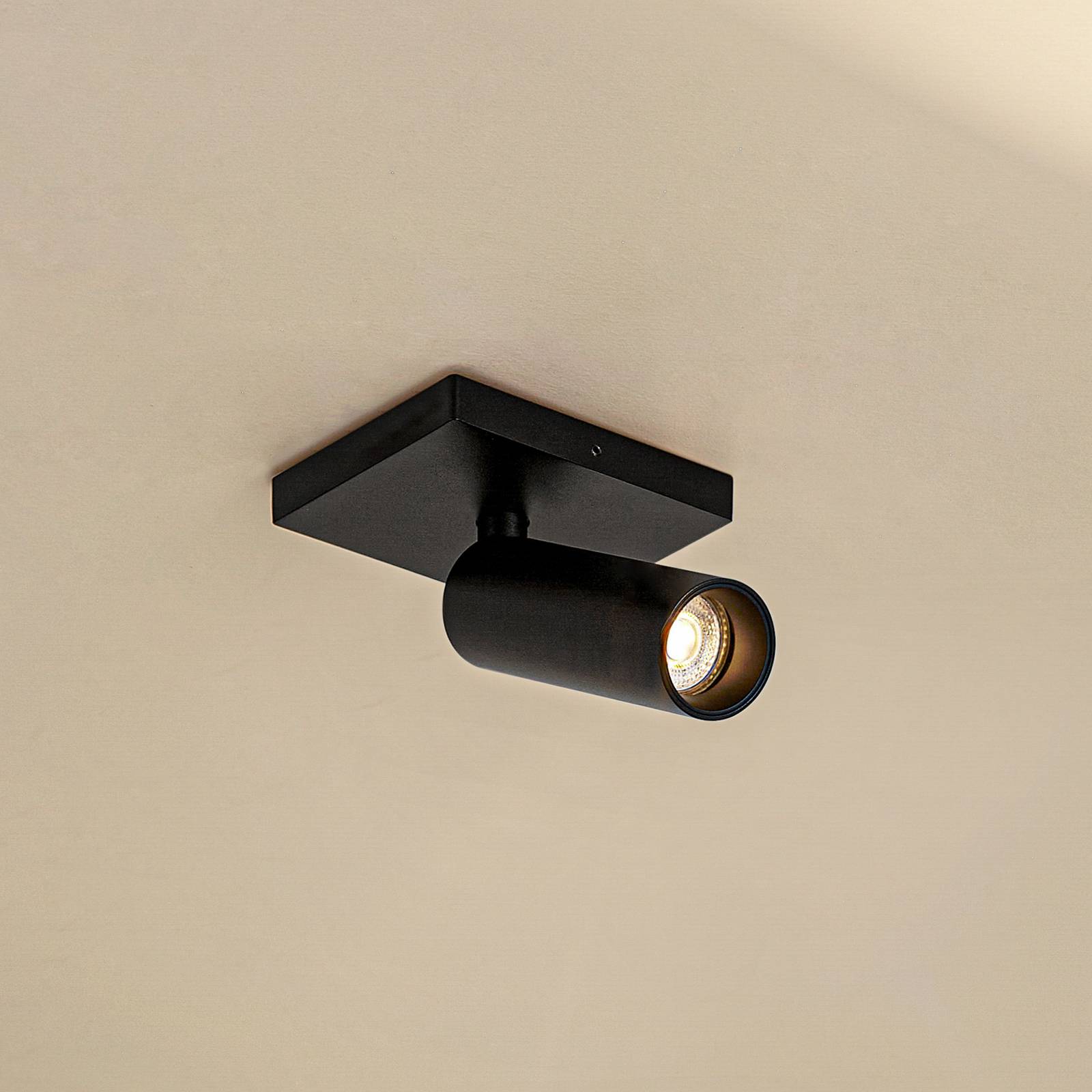 Arcchio Reflektor sufitowy Brinja Slim, czarny, 1-punktowa GU10 MR11 możliwość ściemniania, czarny, przedpokój, aluminium, nowoczesny