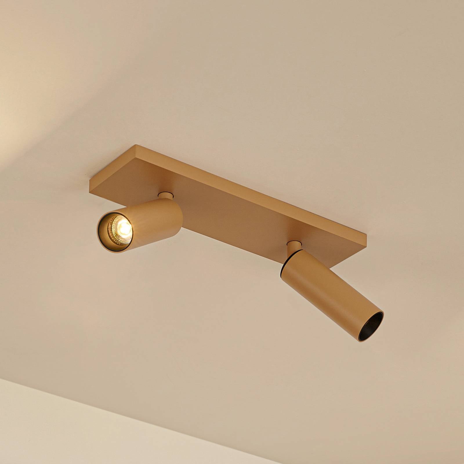 Arcchio Reflektor sufitowy Brinja Slim, brązowy, 2-punktowa, GU10 MR11 możliwość ściemniania, brązowy / rdzawy, przedpokój, aluminium, nowoczesny