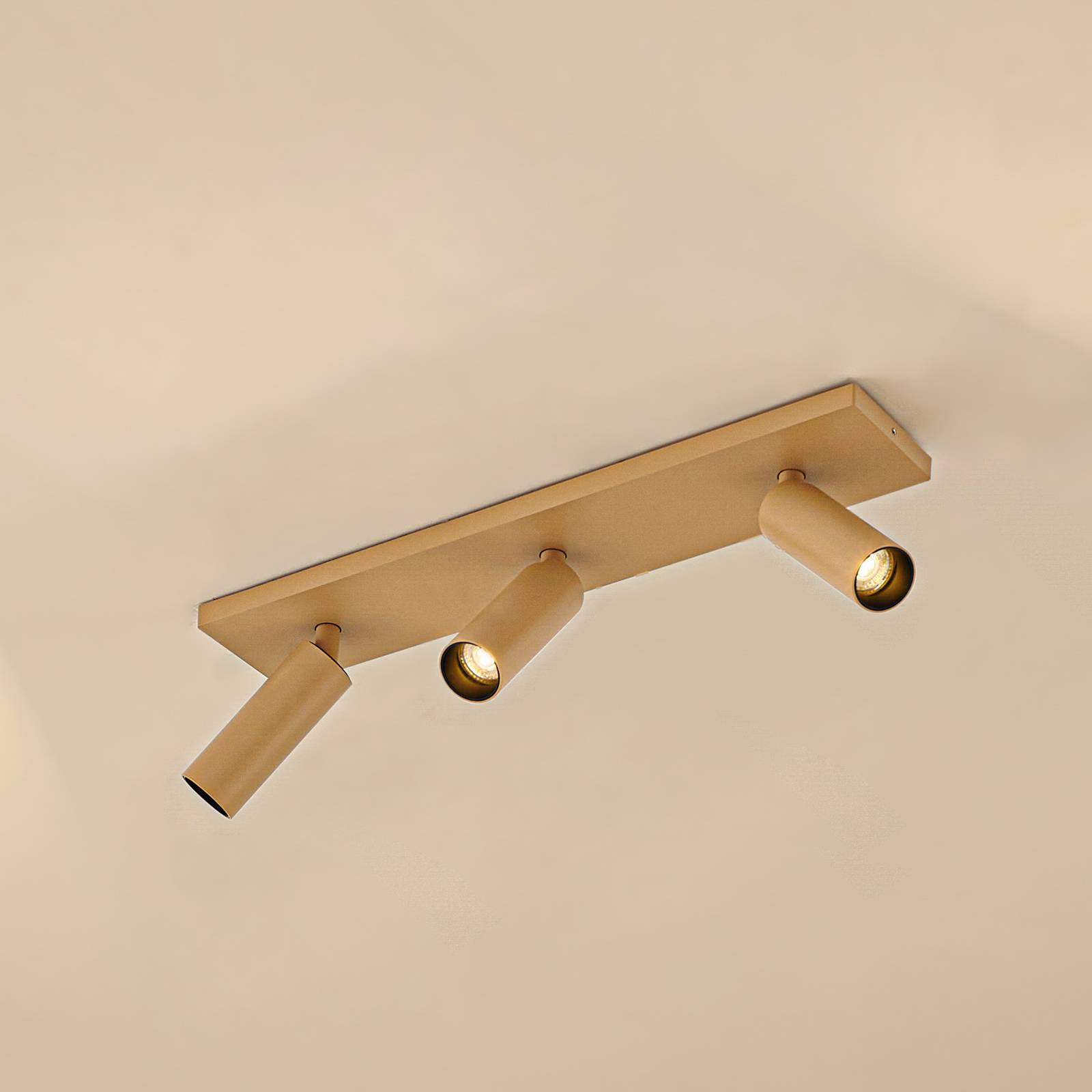 Arcchio reflektor sufitowy Brinja Slim, brązowy, 3-punktowa, GU10 MR11 możliwość ściemniania, brązowy / rdzawy, przedpokój, aluminium, nowoczesny