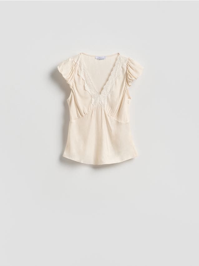 Reserved - Bluzka z wiskozy - złamana biel