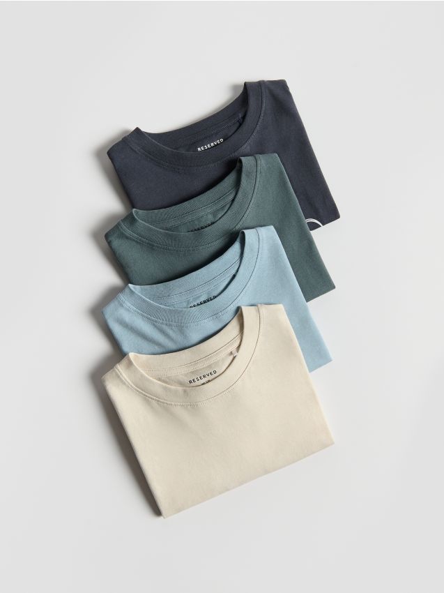 Reserved - Bawełniany t-shirt 4 pack - jasnoniebieski