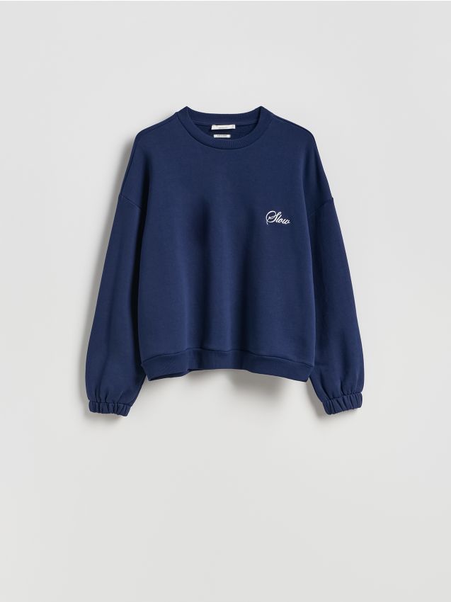 Reserved - Bluza z nadrukiem - granatowy