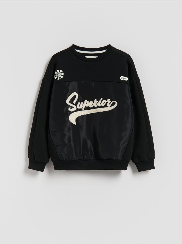 Reserved - Bluza z aplikacją - czarny