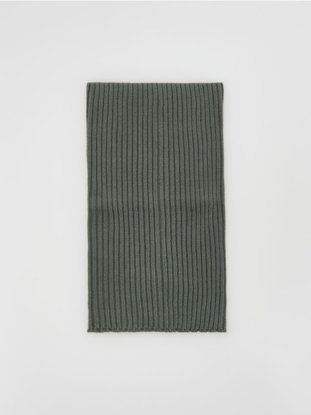 Reserved - Dzianinowy komin z wiskozą - ciemnozielony