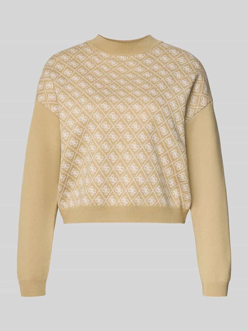 Sweter krótki z dzianiny z okrągłym dekoltem