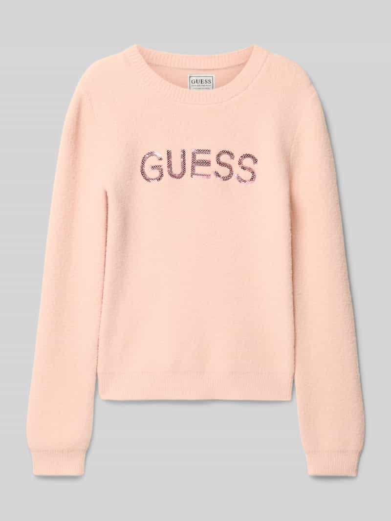 Sweter z dzianiny z aplikacją z logo