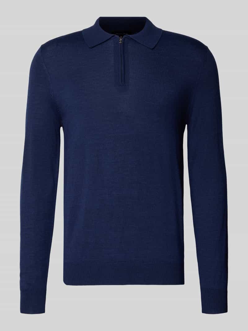 Sweter z dzianiny z mieszanki wełny z wykładanym kołnierzem