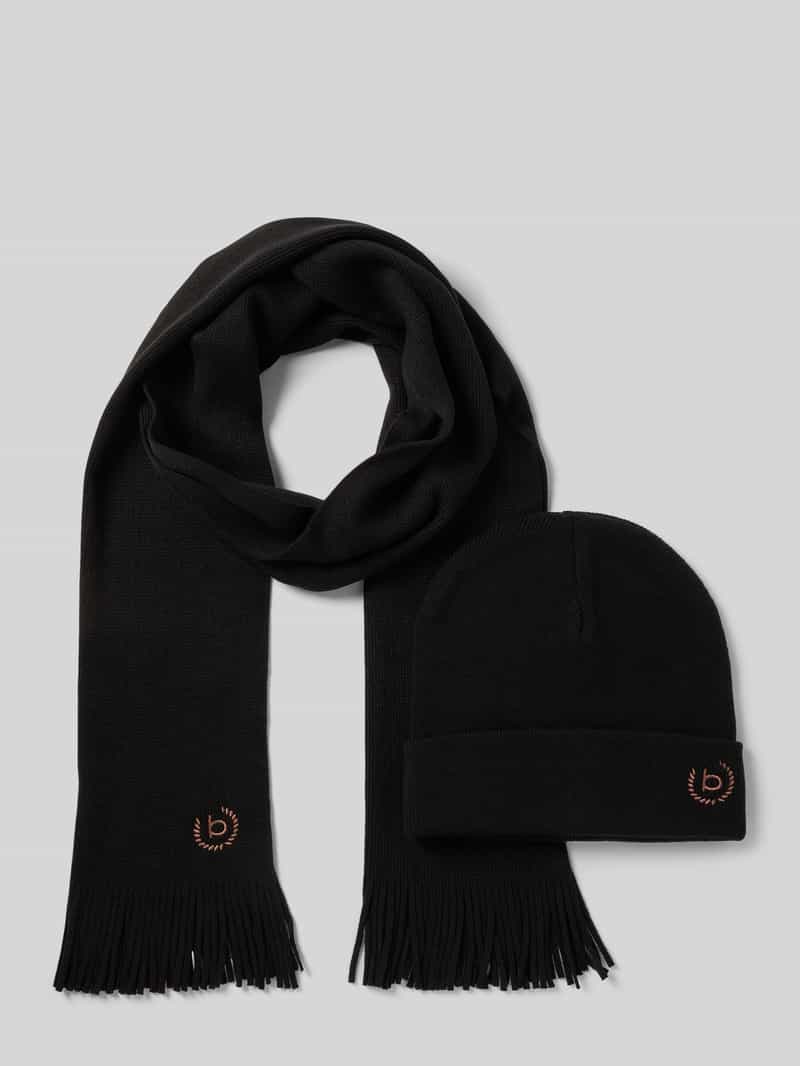 Zestaw z szalem i czapką z wyhaftowanymi logo