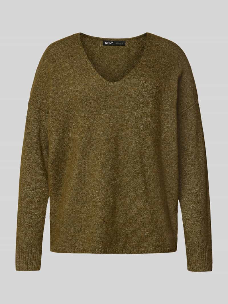 Sweter o kroju regular fit z dekoltem w serek model ‘RICA LIFE’