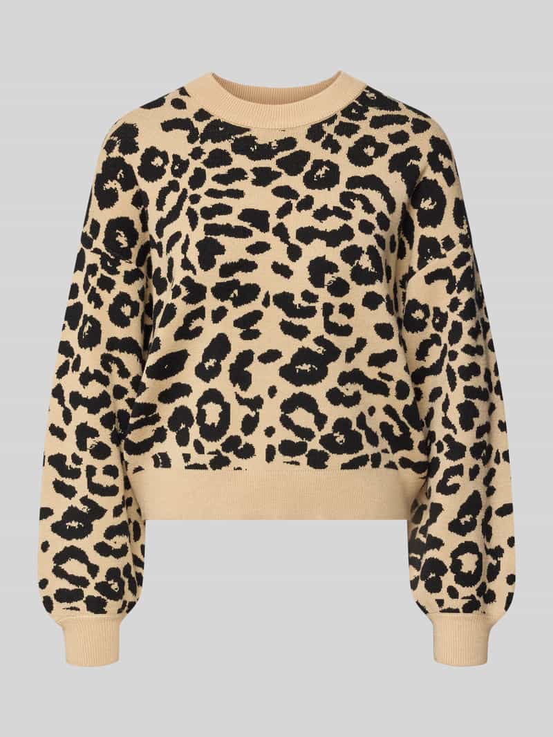 Sweter z dzianiny z okrągłym dekoltem model ‘CHARLOTT’