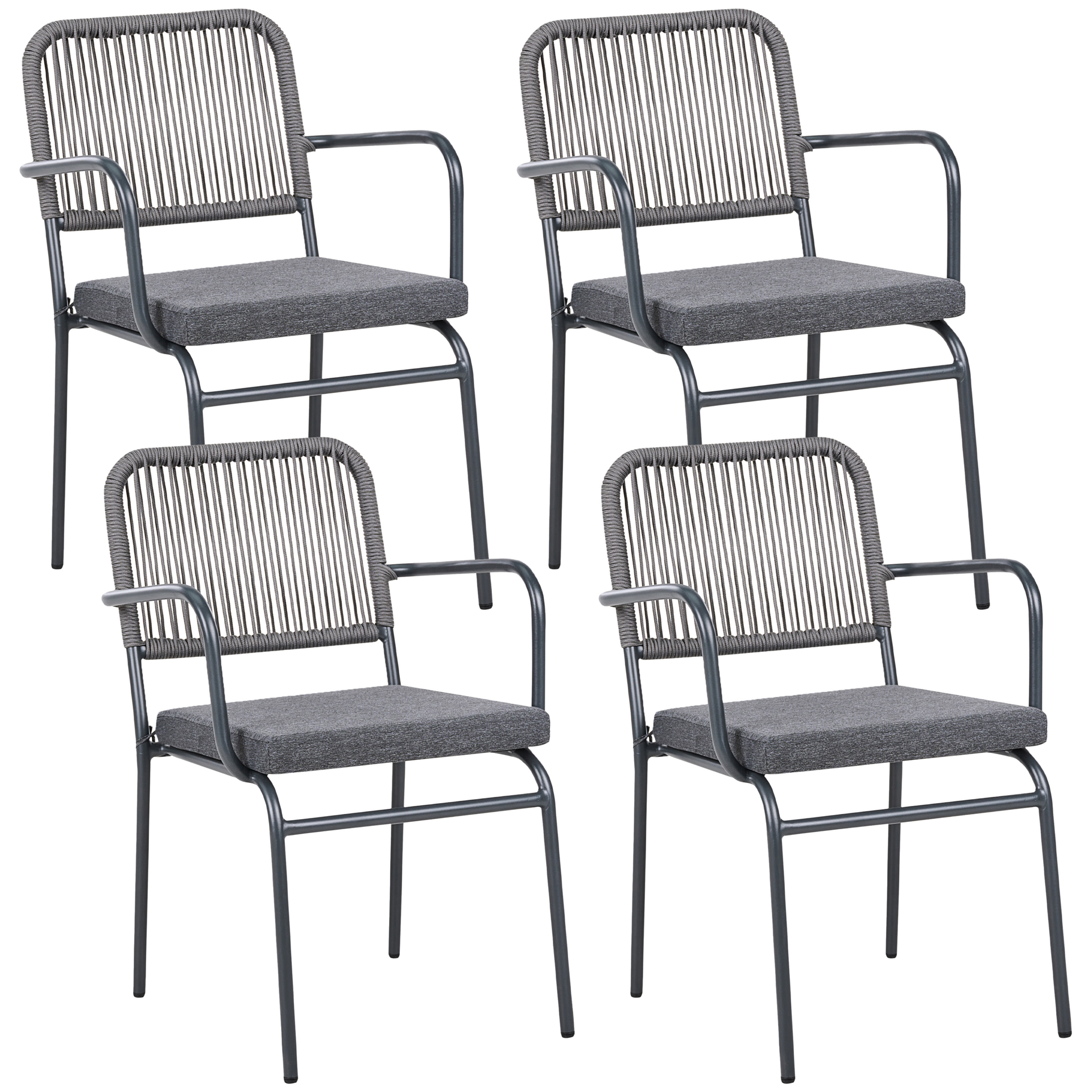 BELIANI Zestaw 4 krzeseł ogrodowych z poduszkami TACENO Metal Szary