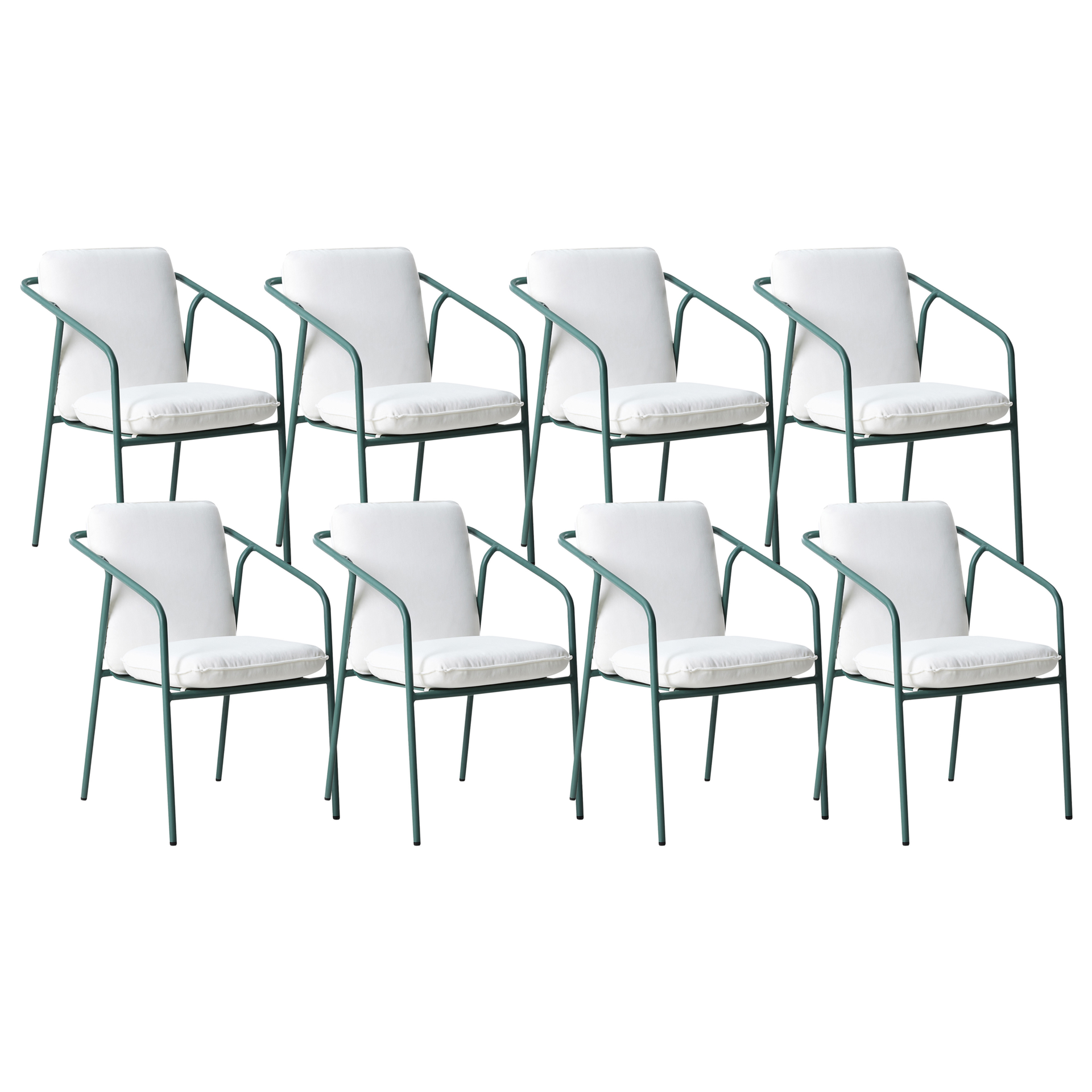 BELIANI Zestaw 8 krzeseł ogrodowych z poduszkami ASCIANO Metal Zielony