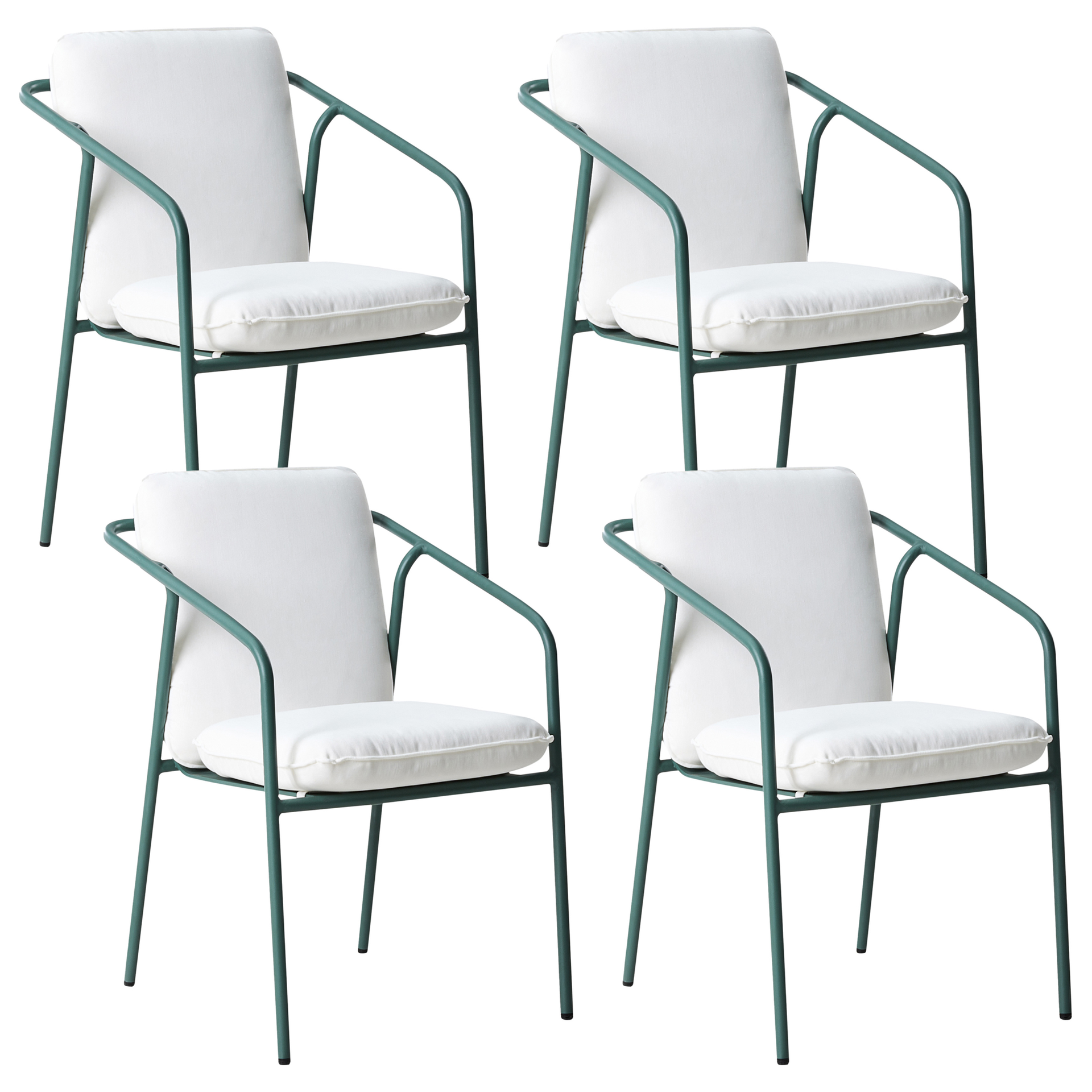 BELIANI Zestaw 4 krzeseł ogrodowych z poduszkami ASCIANO Metal Zielony