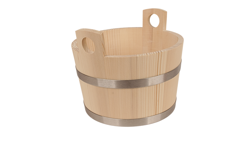 Wiadro ceber drewniany do sauny z dwoma uchwytami