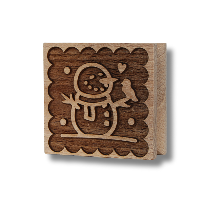 Pieczątka drewniana grawerowana na ciastka bałwanek