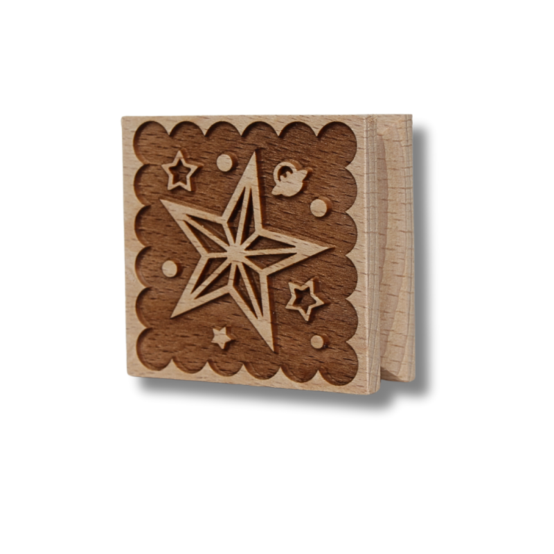 Pieczątka drewniana grawerowana na ciastka gwiazdka