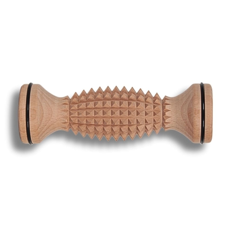 Masażer drewniany wałek wypukły gruby z gumką 18 cm