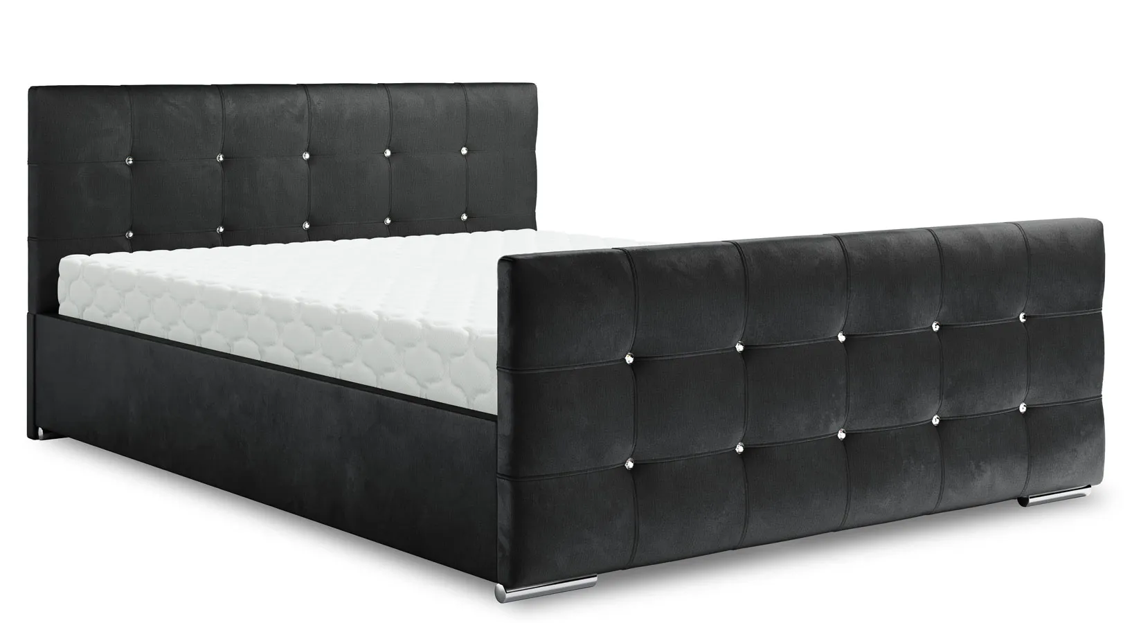 Grafitowe łóżko welurowe z pikowanym zagłówkiem B8-F39