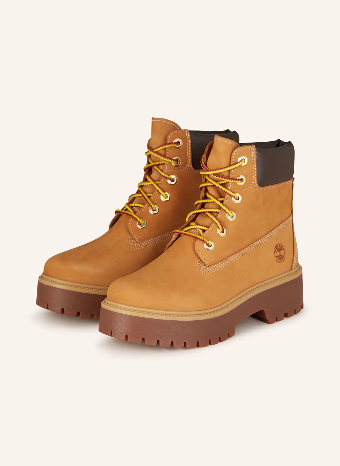 Timberland Sznurowane Botki Na Platformie Stone Street braun
