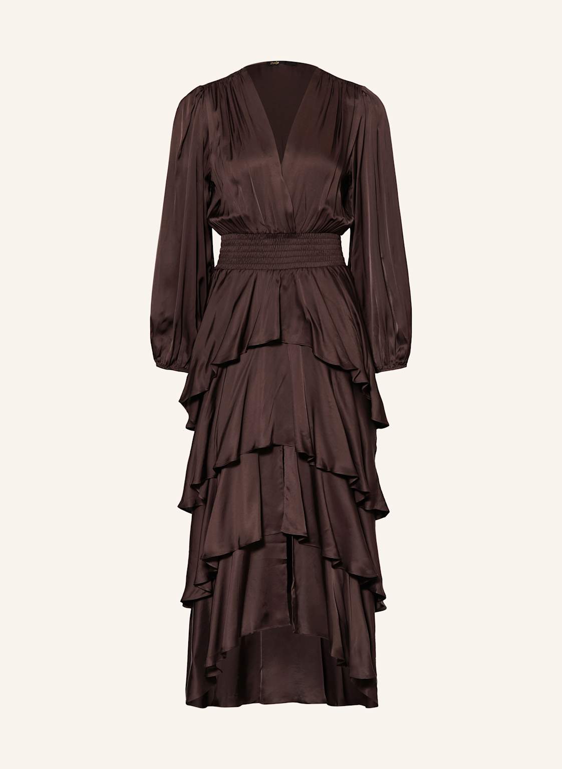 Maje Sukienka Satynowa Z Wolantami braun