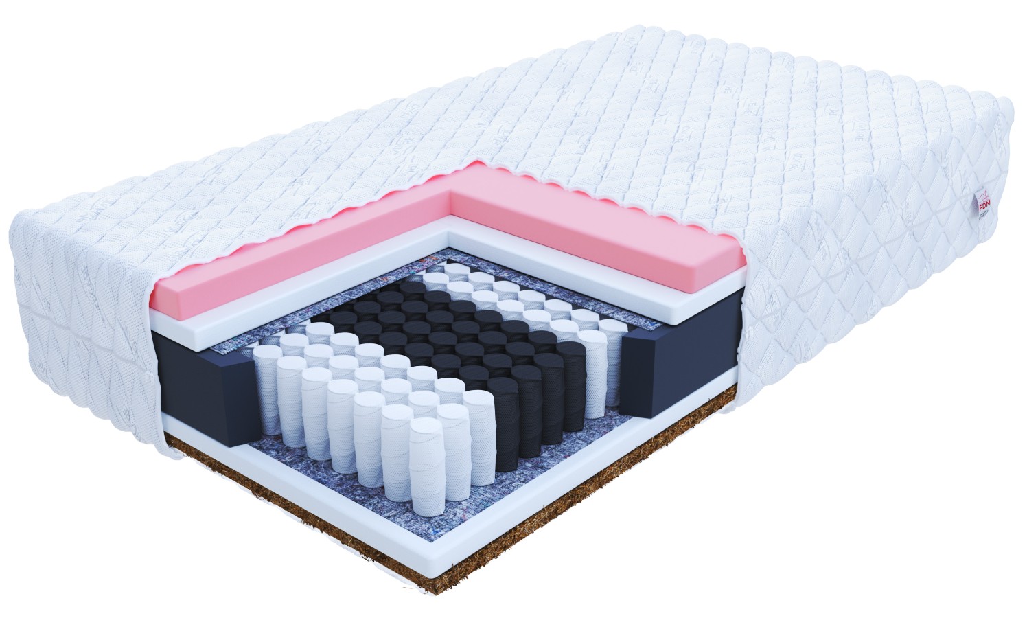 Materac kieszeniowy KASPER pianka visco, kokos - 200 x 220 - H4 twardy / H3 średnio twardy - 28 cm