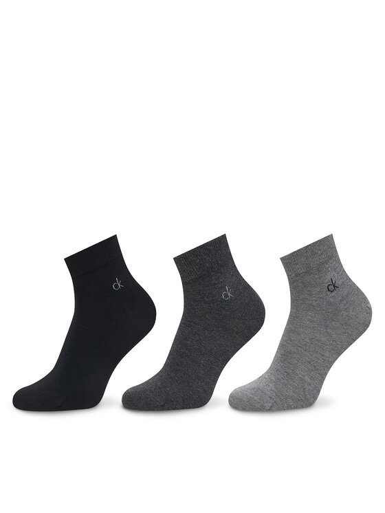 Calvin Klein Zestaw 3 par niskich skarpet męskich 701234209 Szary