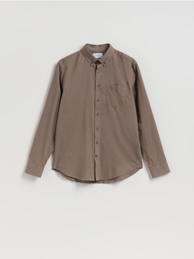 Reserved - Bawełniana koszula regular fit - brązowy