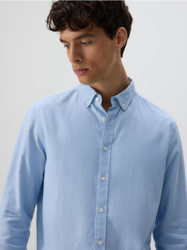 Reserved - Bawełniana koszula slim fit - jasnoniebieski