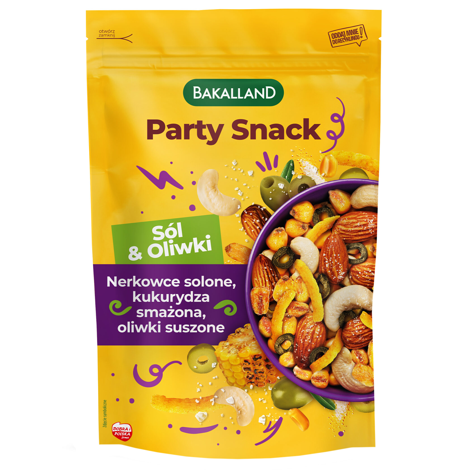 Bakalland Party Snack, sól i oliwki, 170 g