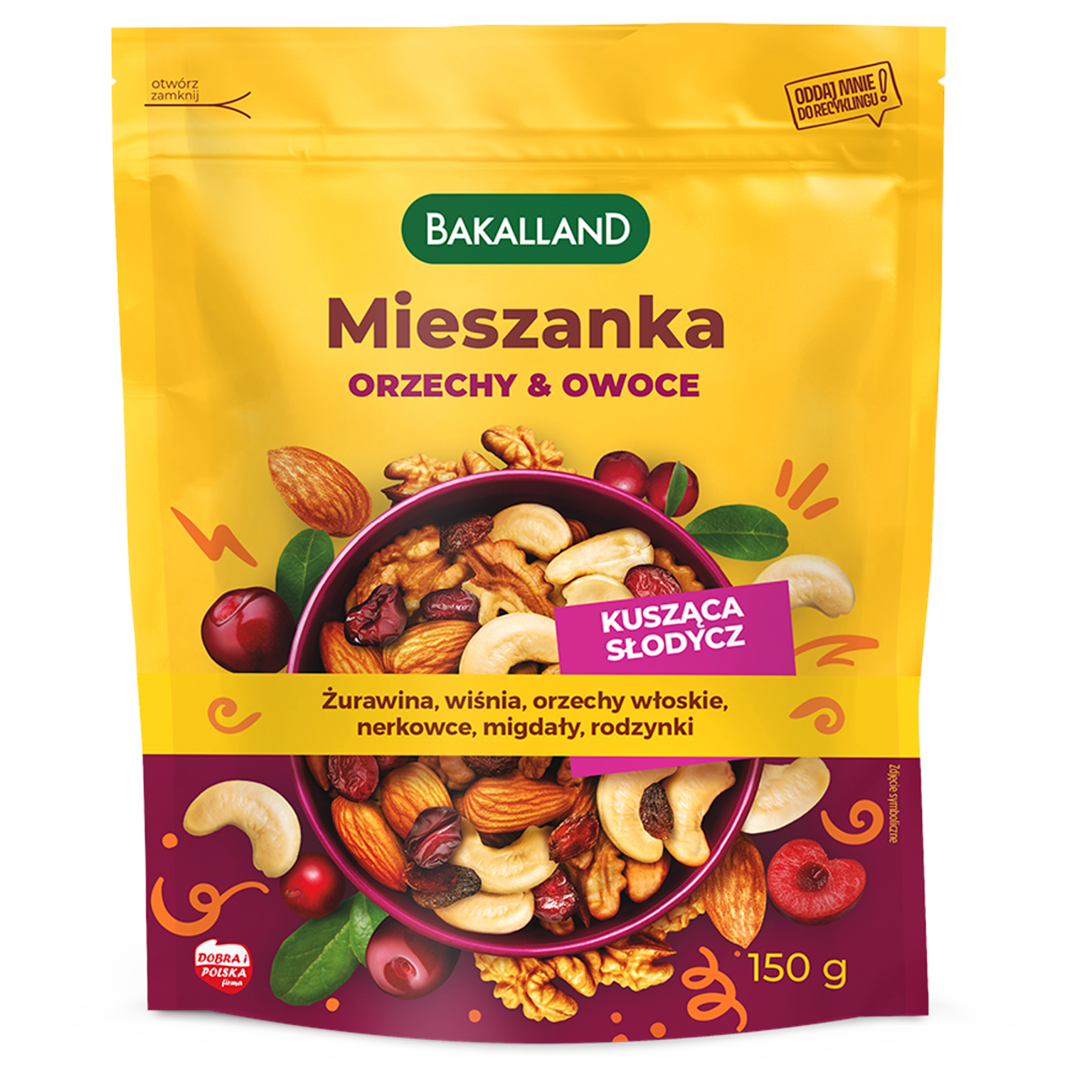 Bakalland Mieszanka Orzechy & Owoce, kusząca słodycz, 150 g