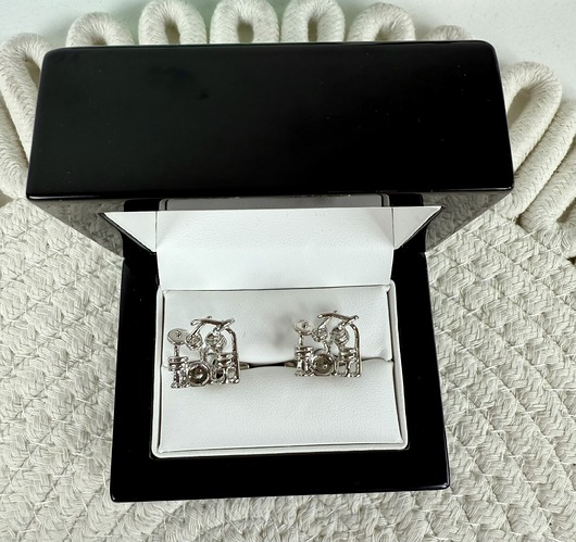 SPINKI DO MANKIETÓW perkusja srebrna prezent dla muzyka