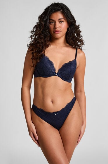 Hunkemöller Stringi Marine Niebieski
