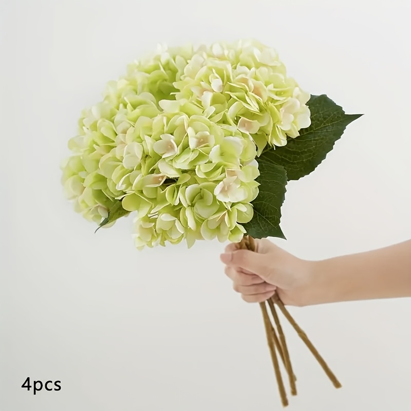 TEMU Zestaw 4 Sztucznych Hortensji z Łodygami, Idealne na Zewnętrzne Wesela, Przyjęcia w Biurze, Rodzinne Imprezy Ogrodowe, Dekoracje Stołów do