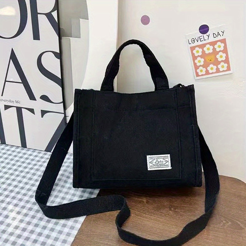 TEMU Mała Kwadratowa Torba z Sztruksu, Duża Torba Crossbody, Modna Torba na Ramię, Torba typu Tote
