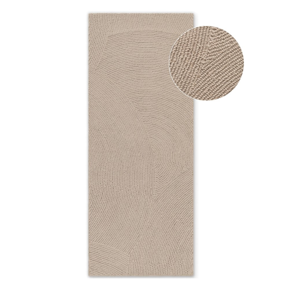 Beżowy wełniany chodnik tkany ręcznie 80x200 cm Eleni Light Beige – Hanse Home