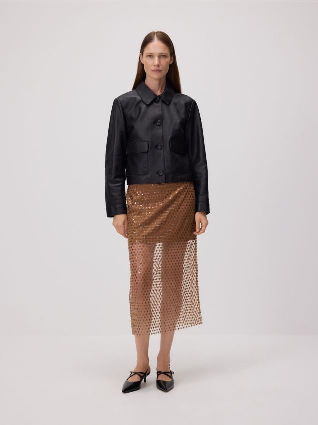 Reserved - Spódnica z cekinami - brązowy