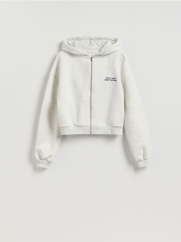 Reserved - Rozpinana bluza z kapturem - jasnoszary