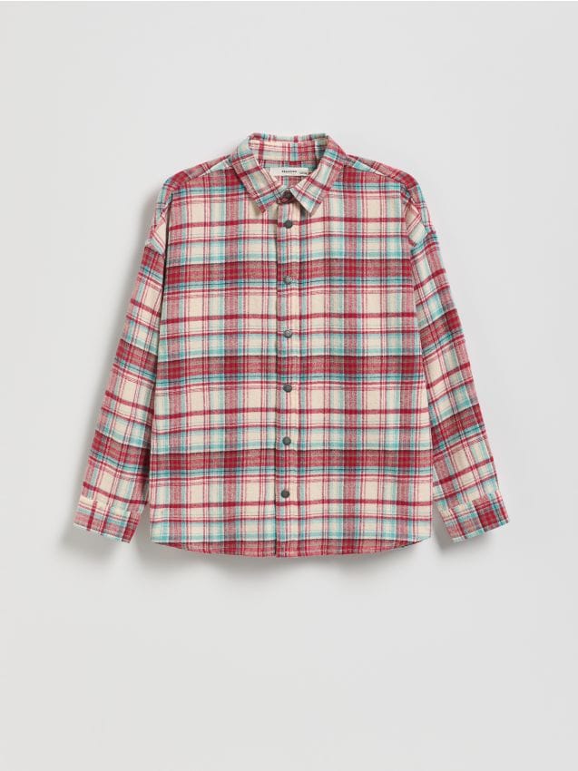 Reserved - Bawełniana koszula w kratę - czerwony