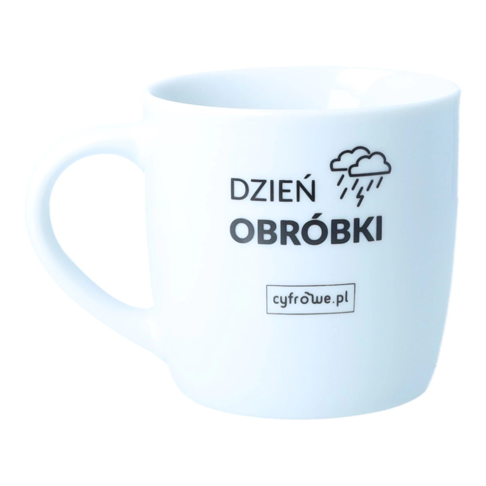 Cyfrowepl Kubek biały z hasłem Dzień zdjęciowy Dzień obróbki 2025