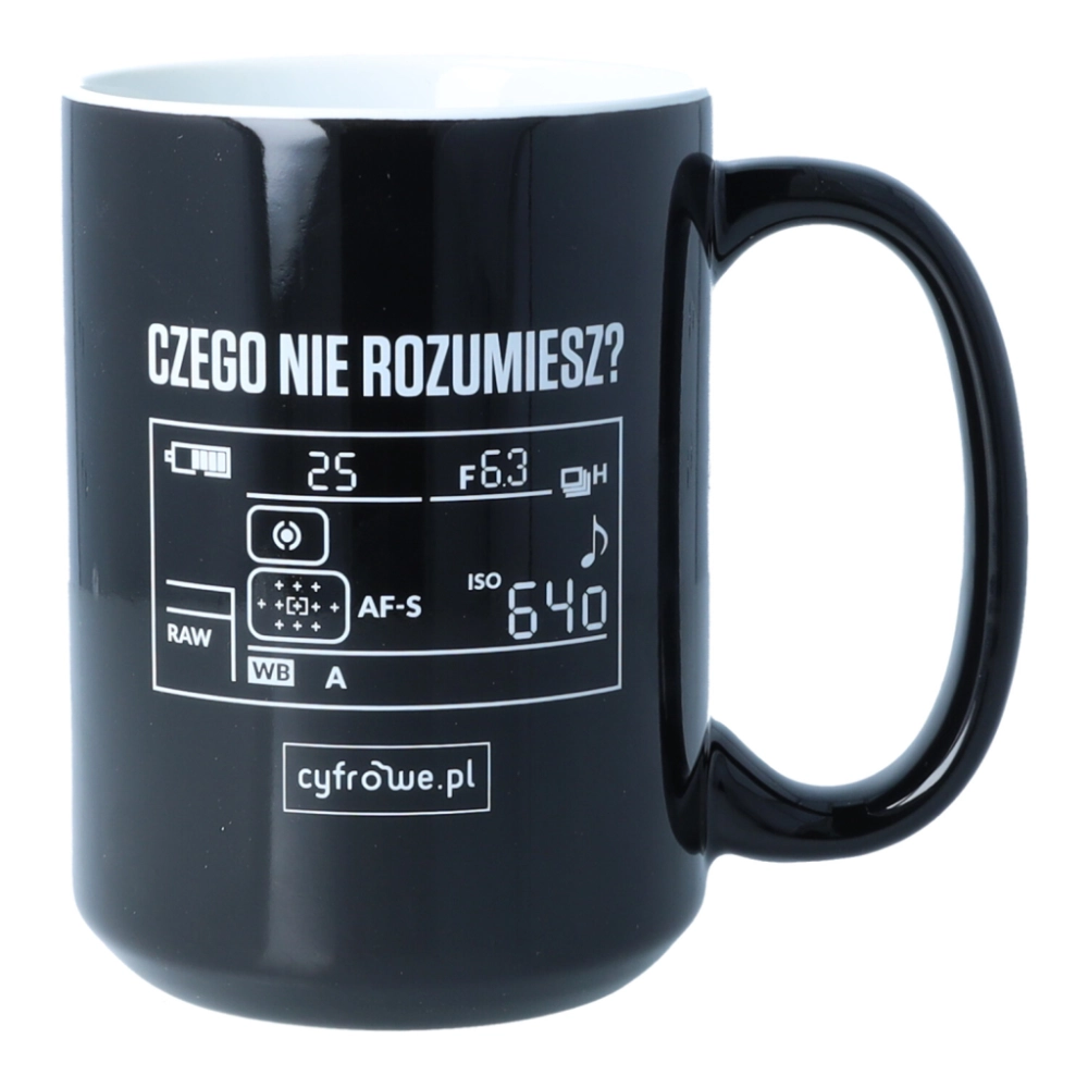 Cyfrowepl Kubek czarny z hasłem Czego nie rozumiesz 2025