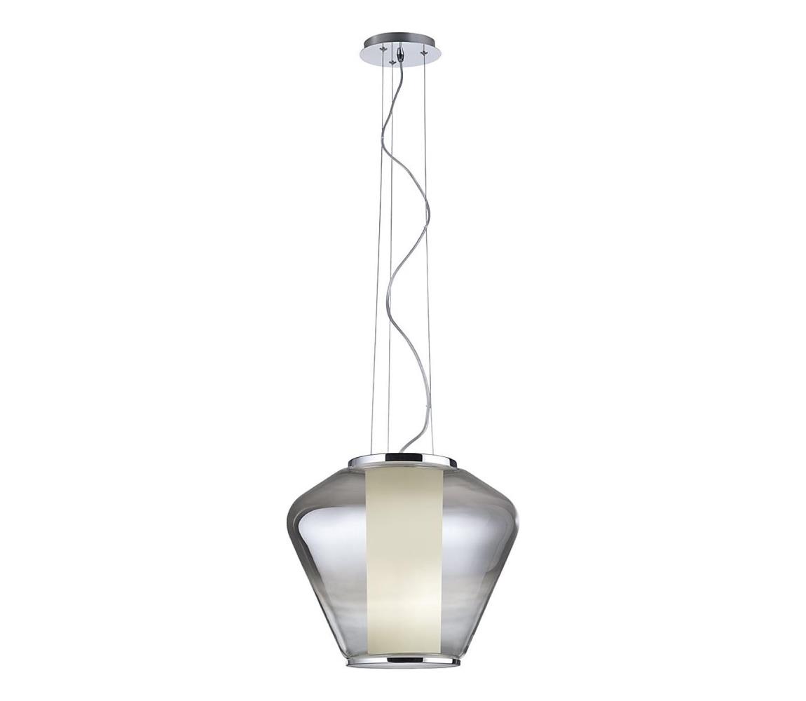 Redo 01-1139 - Lampa wisząca FUSION na przewodzie 1xE27/42W/230V, śr. 30 cm, błyszczący chrom/przydymione szkło