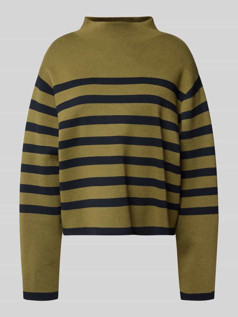 Sweter z dzianiny z prążkowaną stójką