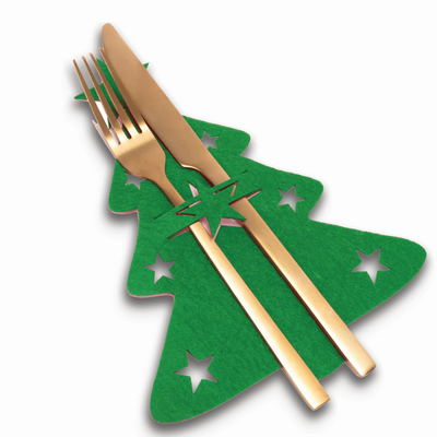 Zestaw 4 podkładek na sztućce choinki zielony