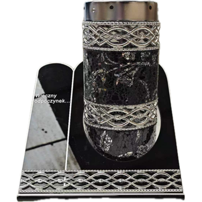 Znicz witraż akryl SZKA1 25 cm czarno-srebrny Ilumini