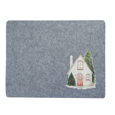 Podkładka filcowa 45 x 35 cm dom szary / beżowy