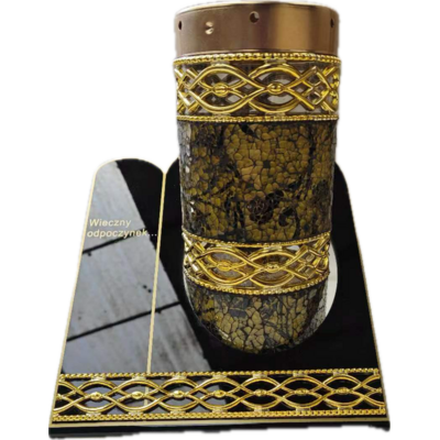 Znicz witraż akryl SZKA3 25 cm złoto-czarny Ilumini