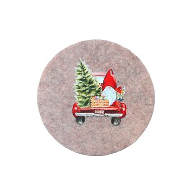 Podkładka filcowa pod kubek 10 cm auto szary / beżowy 4 sztuki