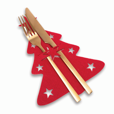 Zestaw 4 podkładek na sztućce choinki czerwony