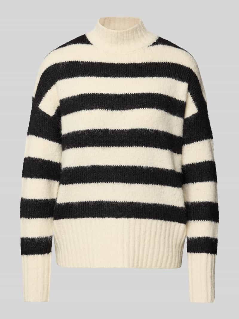 Sweter z dzianiny z prążkowanymi wykończeniami model ‘ILENE’