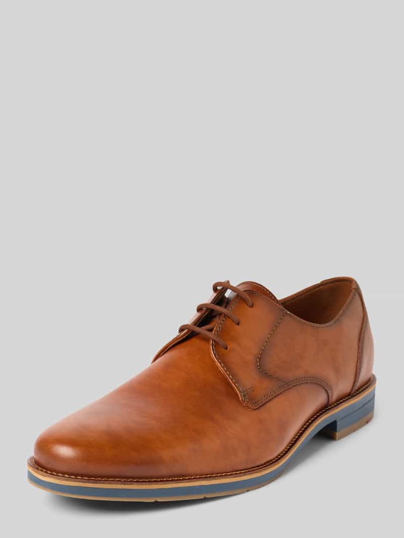 Buty derby skórzane z ozdobnymi szwami